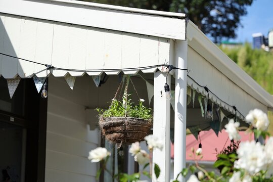 Sunny Porch Hanging Basket Festive String Lights