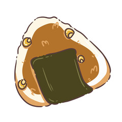 Cute Japanese Onigiri Rice Ball with Nori and Toppings Vector