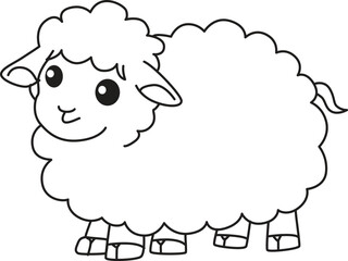 Fluffy sheep outline designed for coloring tracing and early learning activities perfect for preschool printable