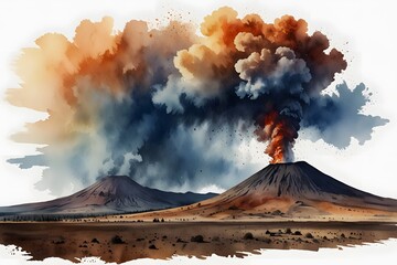 Eruption and ash clouds at cinder cone