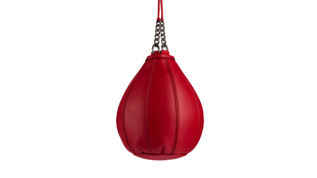 Red speed bag punching bag boxing training equipment for fitness and workout  isolated on transparent background