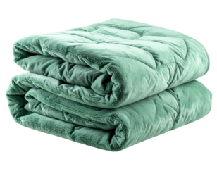 Stacked, plush, mint-green blanket. Textured, soft & inviting
