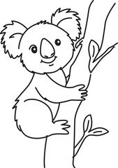 Koala on tree outline designed for coloring tracing and early learning activities perfect for preschool printable