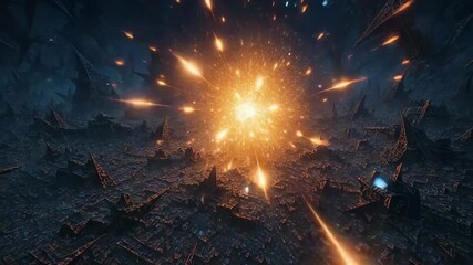 Abstract Explosion of Cosmic Energy: Witness the raw power of a cosmic event with a central burst of light, set against a backdrop of deep space, evoking mystery and wonder. 