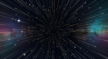 Warp speed effect background illustration with star trails in cosmic space