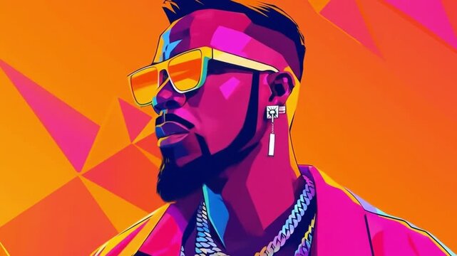 Cartoon Rapper Character flat vibrant colors Videos