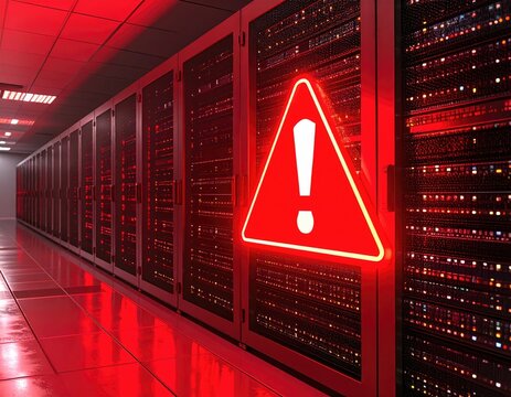 Server room danger red alert exclamation mark - Powered by Adobe