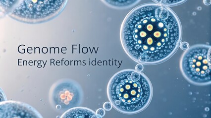 Abstract visualization of genome flow representing energy reforms and identity in scientific and technological concepts