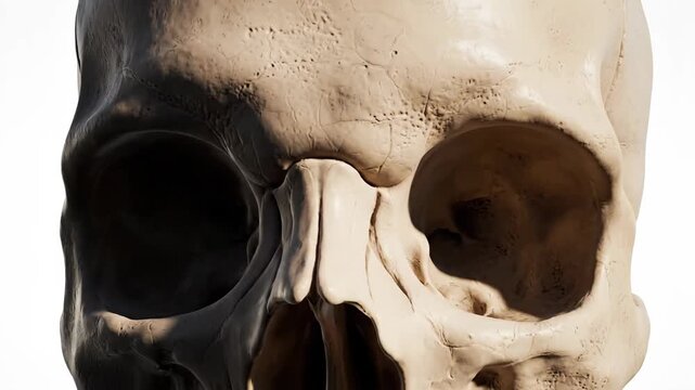 Close-up anatomical view of a human skull, focusing on the supraorbital notch and foramen.