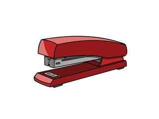 red stapler isolated on white background