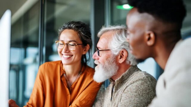 A Diverse Group of Colleagues Collaborate and Share Ideas While Engaged in a Project at a Modern Office Space, Showcasing Teamwork, Innovation, and the Joy of Shared Success