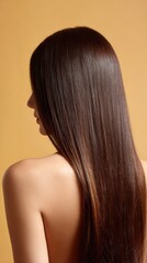 Naklejka premium Elegant Rear Beauty Portrait of Indian Woman with Caramel Balayage Hair 