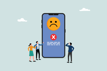Mobile phone outages, errors, or failures caused by software update errors, server downtime, or technical issues, the concept of a victim seeing a mobile phone outage.
