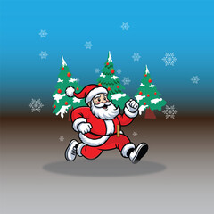 Christmas cartoon Santa running vector stock
