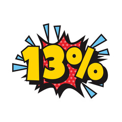 13 Percent Discount Sale Pop Art Explosion.