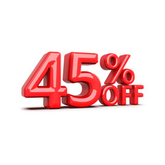 45 Percent Off Sale Discount Red Number.