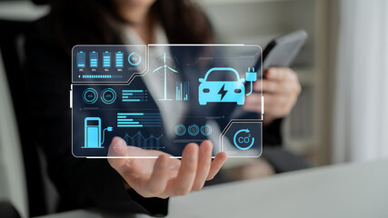 Charging dashboard for electric vehicles with battery status, energy usage, renewable integration, and CO2 impact tracking to support clean energy transition Latch