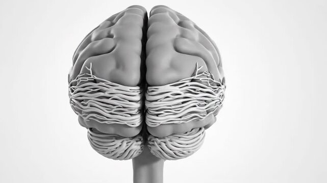 Detailed 3D Rendering of Human Brain Anatomy, Focusing on Corpus Callosum