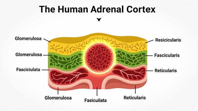 Anatomical Diagram of Human Adrenal Cortex Layers and Zona Glomerulosa