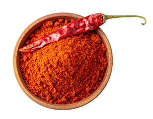 Chili powder bowl, topped with a dried red pepper