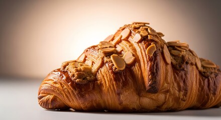 Delicious almond croissant a flaky pastry perfect for breakfast or a sweet treat