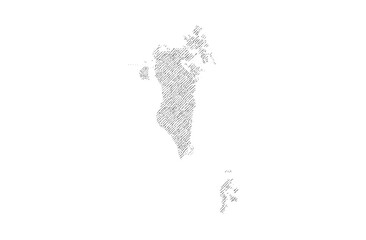 Bahrain Country map hand drawn sketch on white background vector, freehand hatch vintage style.