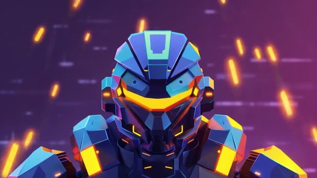 Cartoon Robotic Soldier Geometric Polygonal Videos