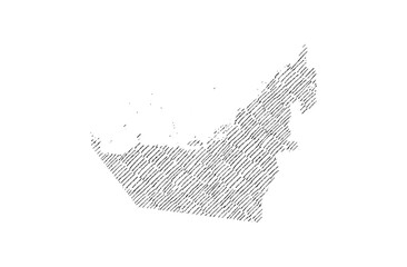UAE United Arab Emirates Country map hand drawn sketch on white background vector, freehand hatch vintage style.