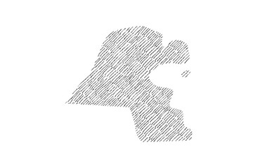 Kuwait Country map hand drawn sketch on white background vector, freehand hatch vintage style.