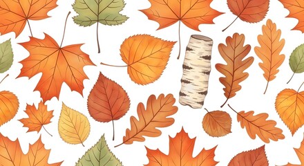 Obraz premium Autumn Leaf Seamless Pattern Background