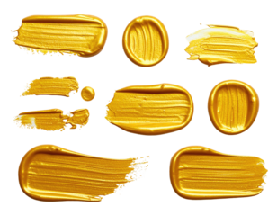 Golden brushstrokes. Rich, textured paint on black background