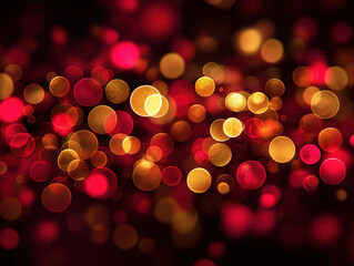 Deep red and gold festive bokeh lights background — elegant warm holiday glow