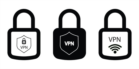 VPN icon set. Private network signs and symbols. Virtual private network icon. Vector illustration