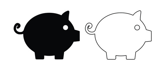 pig silhouettes one black one white outline vector 