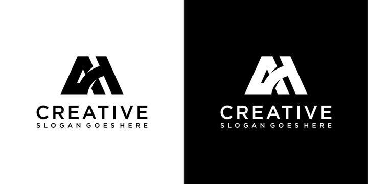 AH or HA initial letter logo design vector template