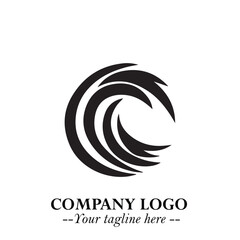 Elegant Black Wave Logo Symbol on a Clean White Background for Modern Minimalist Branding Design Art