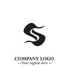 Elegant Black Wave Logo Symbol on a Clean White Background for Modern Minimalist Branding Design Art