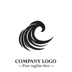 Elegant Black Wave Logo Symbol on a Clean White Background for Modern Minimalist Branding Design Art