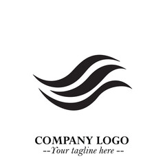 Elegant Black Wave Logo Symbol on a Clean White Background for Modern Minimalist Branding Design Art