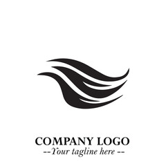 Elegant Black Wave Logo Symbol on a Clean White Background for Modern Minimalist Branding Design Art