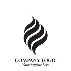 Elegant Black Wave Logo Symbol on a Clean White Background for Modern Minimalist Branding Design Art