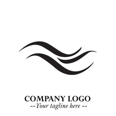 Elegant Black Wave Logo Symbol on a Clean White Background for Modern Minimalist Branding Design Art