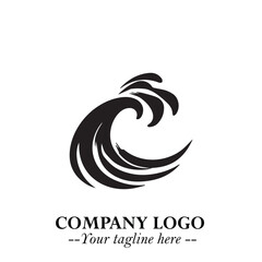 Elegant Black Wave Logo Symbol on a Clean White Background for Modern Minimalist Branding Design Art