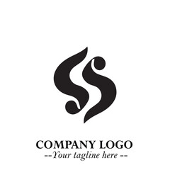 Elegant Black Wave Logo Symbol on a Clean White Background for Modern Minimalist Branding Design Art