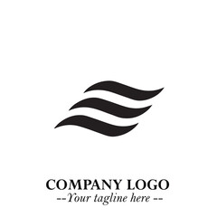 Elegant Black Wave Logo Symbol on a Clean White Background for Modern Minimalist Branding Design Art