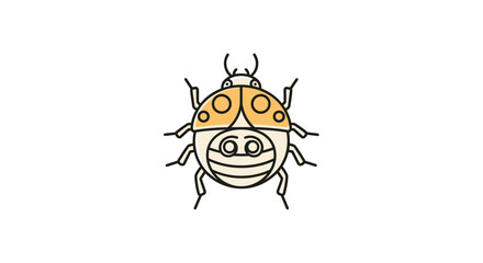 Naklejka premium A bright and friendly cartoon illustration of an orange and white ladybug with distinctive spots and antennae, on a clean white background.