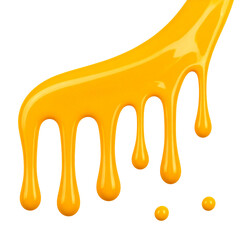 Dripping Paint: Close-up of glossy, vibrant orange paint gracefully cascading down, creating an artistic effect with fluid droplets.