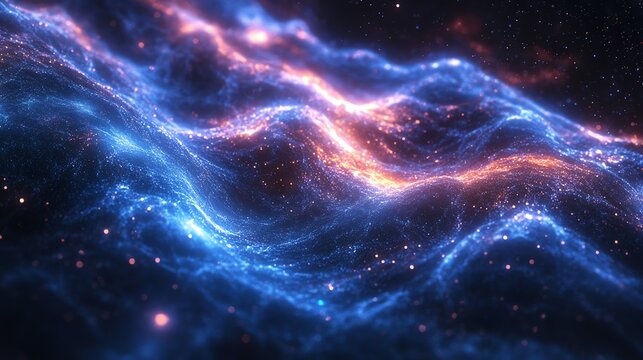 Abstract Cosmic Space Nebula with Vibrant Blue Pink Light Swirls