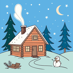 Christmas decorative Illustration design, Winter holiday illustration