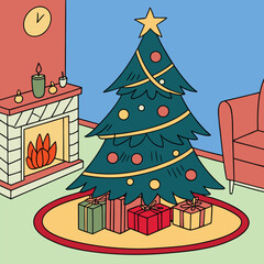 Christmas decorative Illustration design, Winter holiday illustration